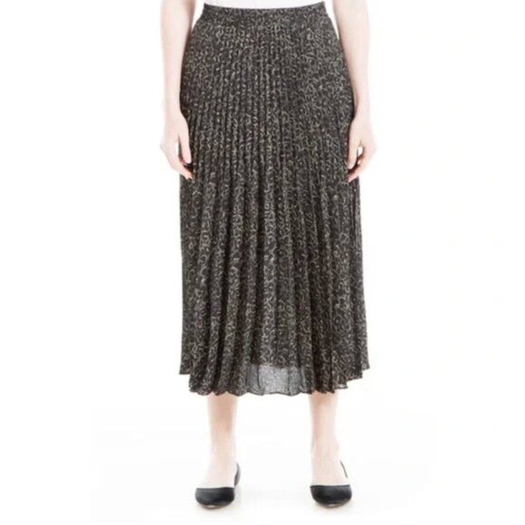 Max Studio Pleated Leopard Print Midi Skirt - Picture 2 of 5